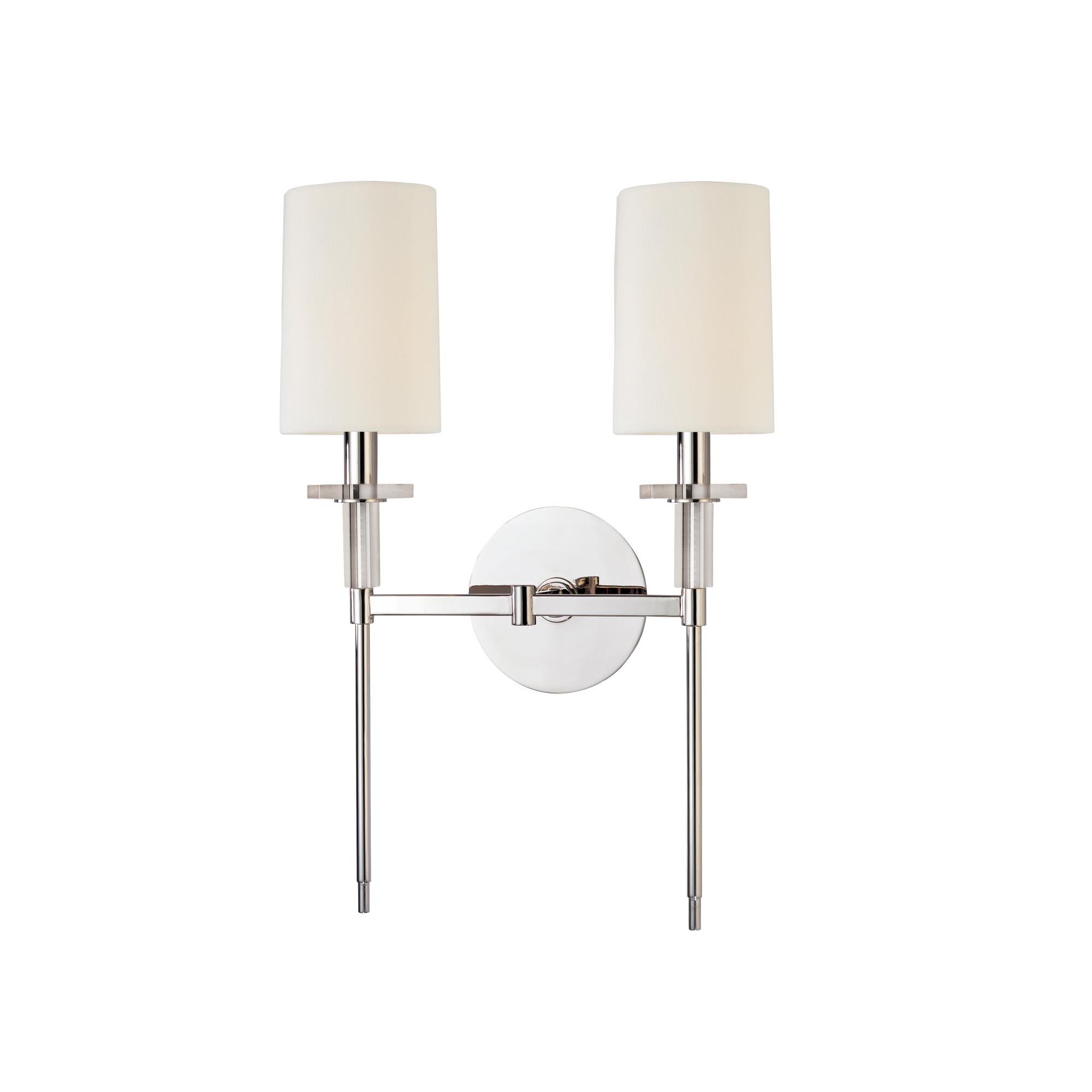 Shown in Polished Nickel finish and Off White Faux Silk shade and Crystal Bobeche accent